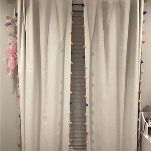 Pillowfort Cream Curtains with Colorful Tassels